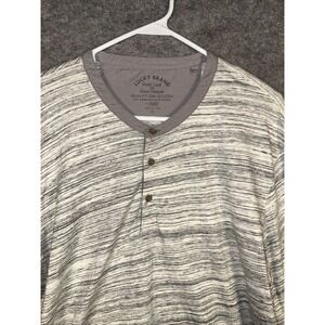 Lucky Brand Gray Striped Long Sleeve Henley